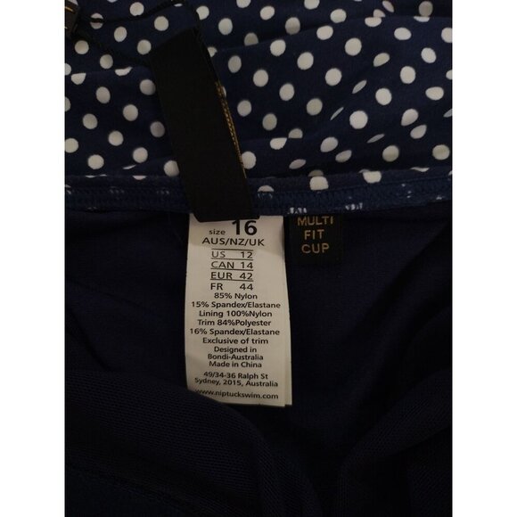 Nip Tuck Swim Women's Navy Polka Dot One-Piece Swimsuit,(16), Adjustable Straps - Picture 4 of 8